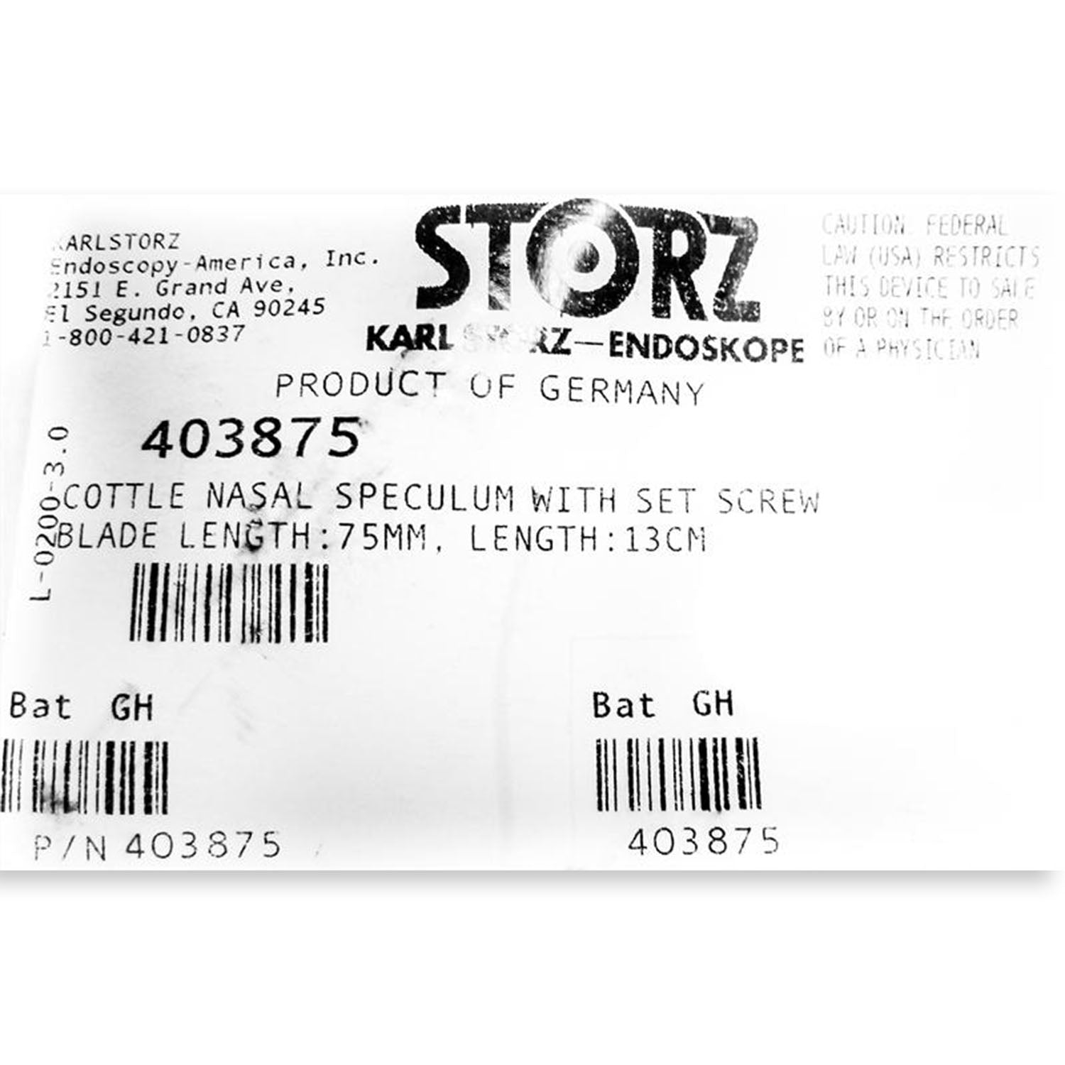 Storz Cotton Nasal Speculum | 403875 Storz
