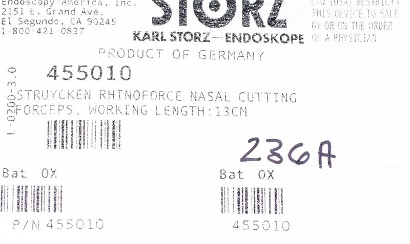 Storz Struycken Rhinoforce Nasal Cutting Forceps, w/ Cleaning Connector | 455010 Storz