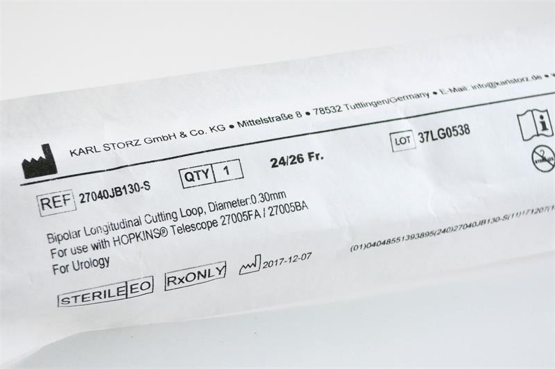 Storz 27040JB130-S Bipolar Longitudal Cutting Loop, 0.3mm