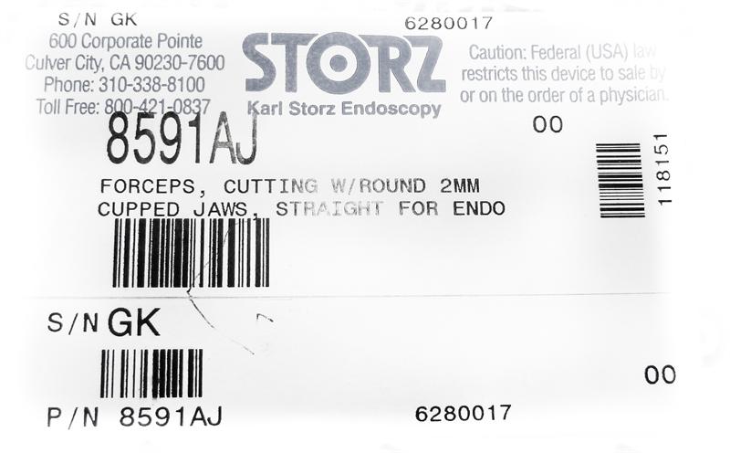 Storz Cutting Forceps with Round 2mm Cupped Jaws, Straight | 8591AJ Storz
