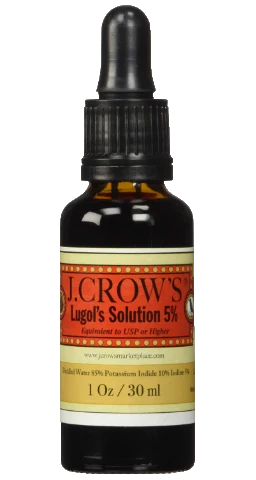 Lugol's Solution of Iodine 5% 1 oz Bottle J.Crow's