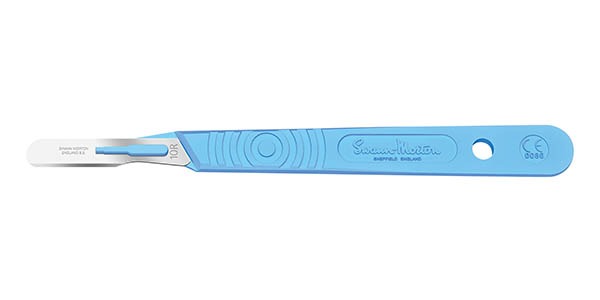 Size 10R Sterile Disposable Scalpel W/ Guard Swann Morton