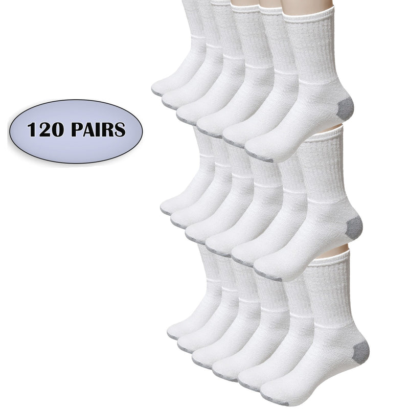Unisex Crew Wholesale Sock, Size 9-11 in White with Grey Minerva Health Solutions Inc.