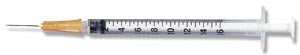 Insulin Syringe, 1mL, Detachable Needle, 25 G x 1", U-100, Orange/ Blue, Blister Package, 100/bx, 8 bx/cs BD