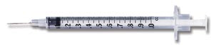 Allergy Syringe, 1mL, Permanently Attached Needle, 28G x ¬Ω", Regular Bevel, 100/bx, 5 bx/cs BD