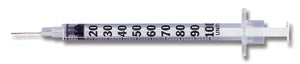 Insulin Syringe, 1mL, Permanently Attached Needle, 28G x ¬Ω", Self-Contained, U-100 Micro-Fine‚Ñ¢ IV, Orange, 100/bx, 5 bx/cs BD