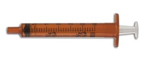 Oral Syringe, Amber, 3mL, Tip Cap, 100/pk, 5 pk/cs