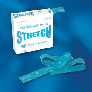 Stretch Tourniquet in Dispensing Box, Latex Free (LF), 25/pk, 20 pk/cs BD