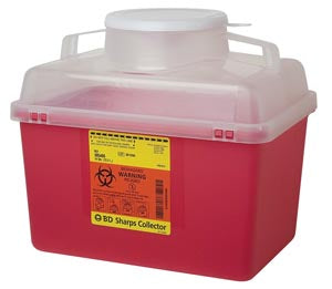Sharps Collector, 14 Qt, Clear Top, Large Open Cap, Red, 20/cs