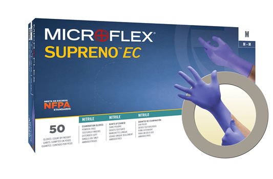 Ansell Microflex Supreno® Ec Powder-Free Extended Cuff Chemotherapy Rated Nitrile Exam Gloves Ansell