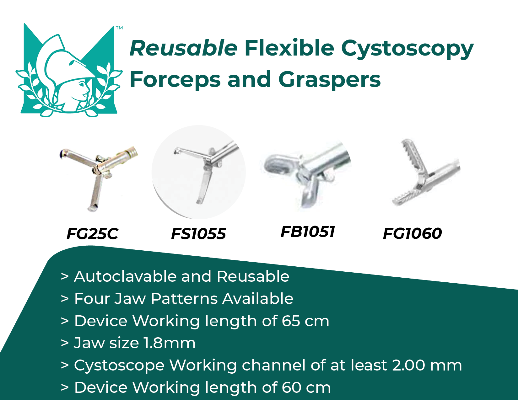 Reusable Flexible Cystoscopy Stent Graspers and Biopsy Forceps