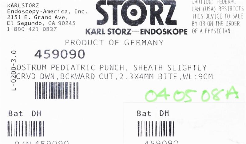 Storz Ostrum Pediatric Punch, Backward Cut, Slightly Curved Down | 459090 Storz