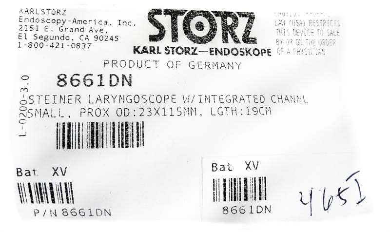 Storz Steiner Laryngoscope w/ Integrated Channel | 8661DN Storz