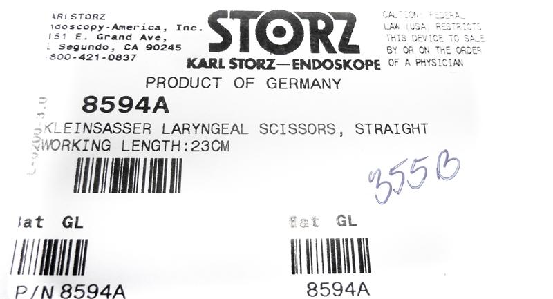 Storz Kleinsasser Laryngeal Scissors, Straight | 8594A Storz