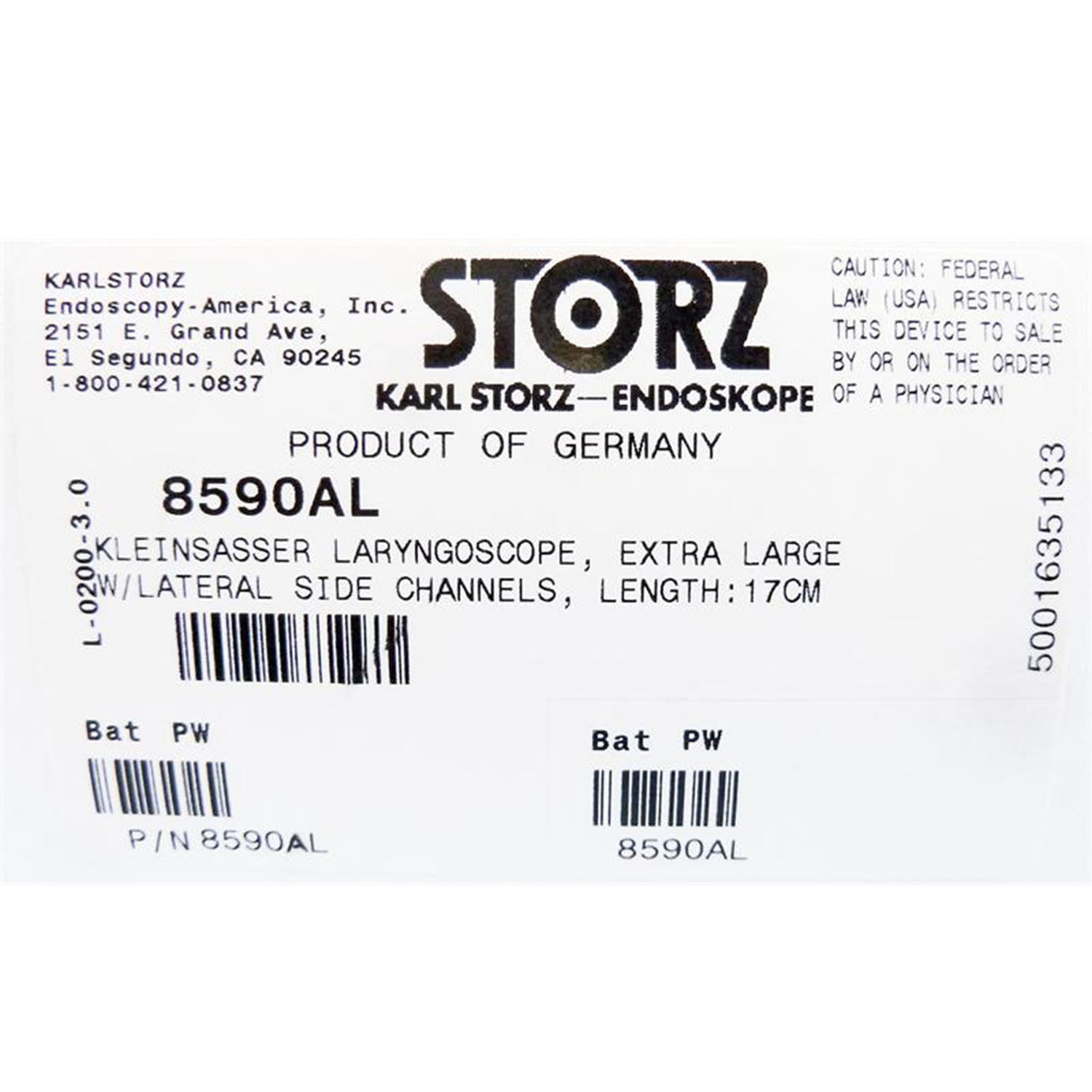 Storz Kleinsasser Laryngoscope, Extra Large | 8590AL