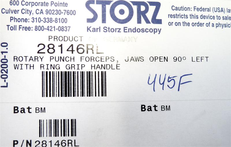 Storz Rotary Punch Forceps, Jaws Open 90 Degree Left | 28146RL Storz