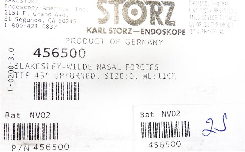 Storz Blakesley-Wilde Nasal Forceps, Tip 45 Degree Upturned | 456500 Storz