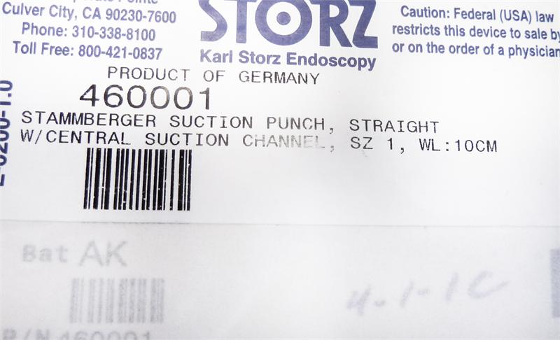 Storz Stammberger Suction Punch, Straight, Size 1 | 460001 Storz