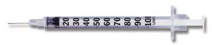 Insulin Syringe, 1mL, Permanently Attached Needle, 27G x 5/8", Self-Contained, U-100 Micro-Fine‚Ñ¢ IV, Orange, 100/bx, 5 bx/cs