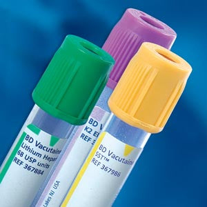 Plastic Tube, Conventional Stopper, 16mm x 100mm, 8.0mL, Green/Gray, Paper Label, Gel/ Lithium Heparin (spray coated) 115 Units, 100/bx