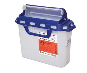 Sharps Collector, 5.4 Qt, Pharmacy Dual Opening Hinged Top